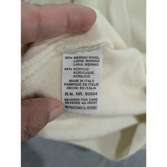 Franco Rossi  Merino Wool‎ Acrylic Sweater Mens XL Crewneck Plain Pullover Beige - Picture 5 of 8